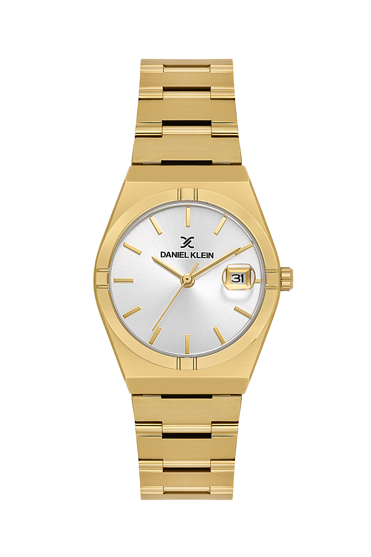 Daniel Klein Silver IP Gold Date Wrist Watch for Men DK.1.14170-3