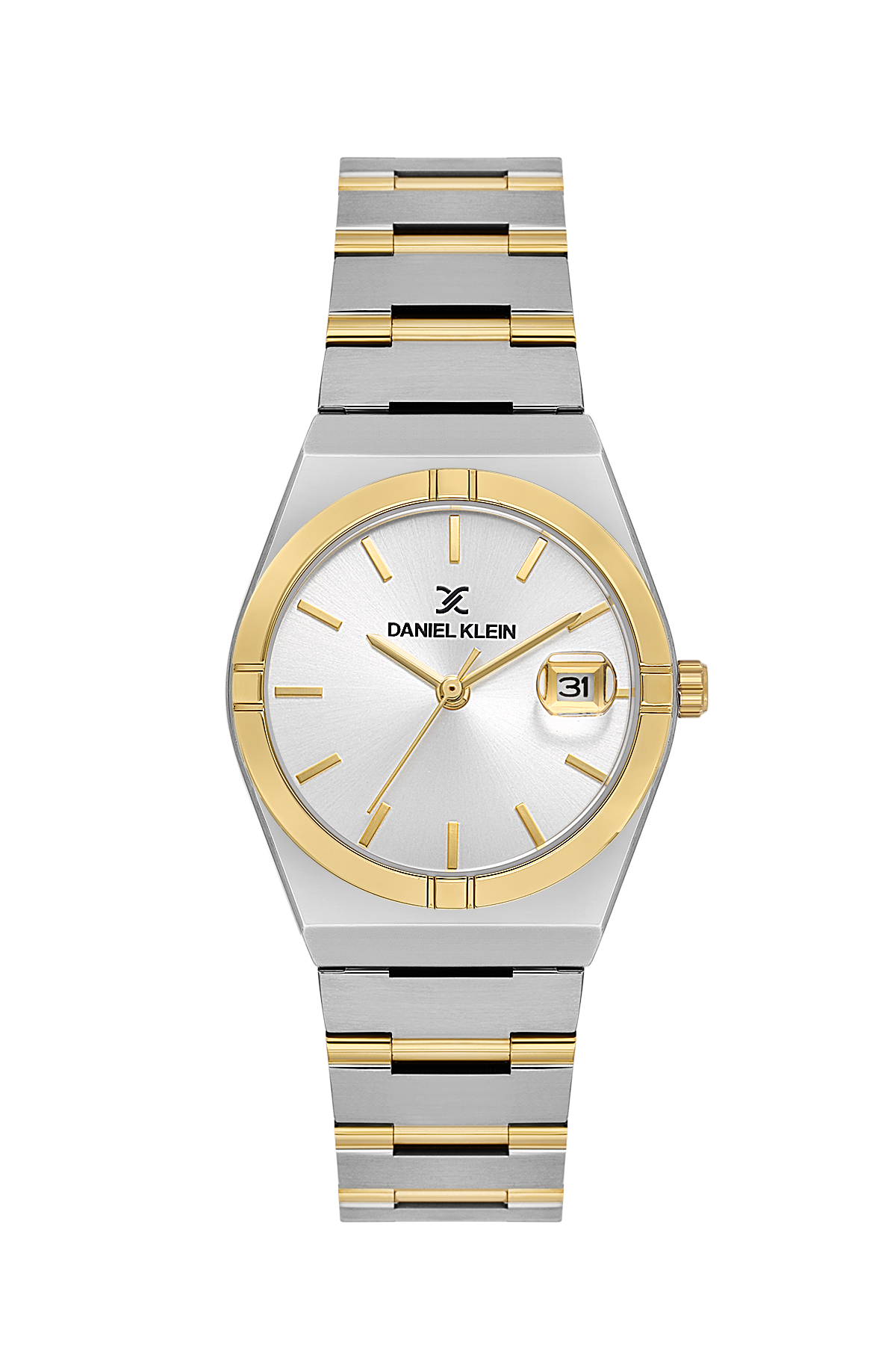 Daniel Klein Silver IP Silver/Gold Date Wrist Watch for Men DK.1.14170-4
