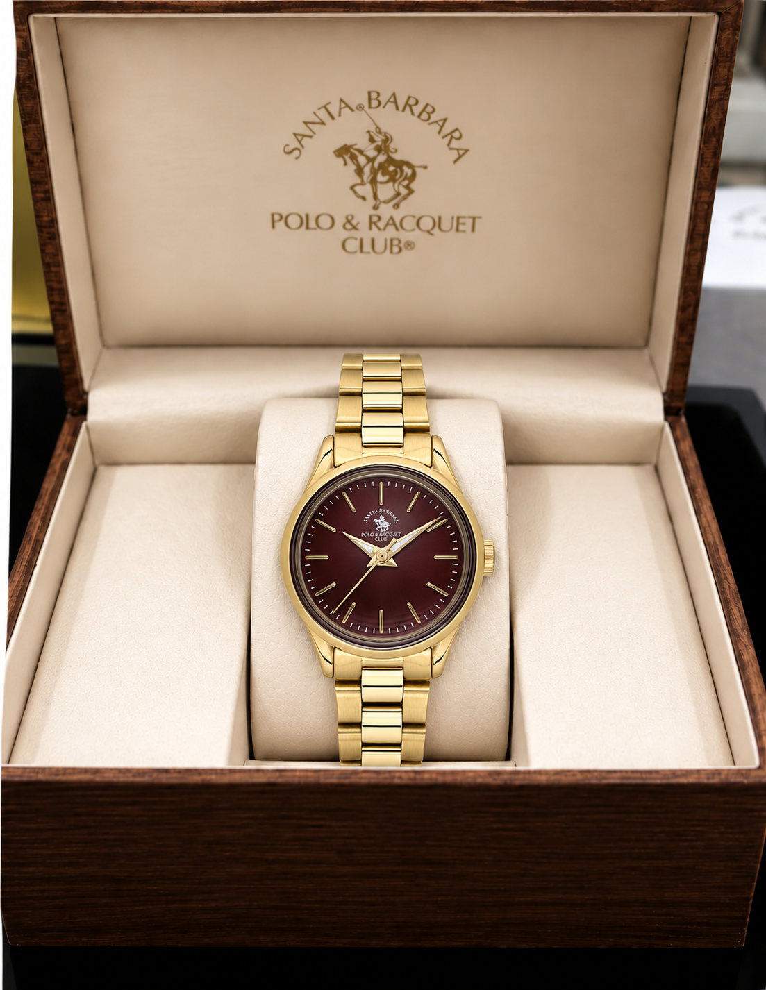 Ladies Fashion Watch – Burgundy Gold Chain (SB.8.10012-4)