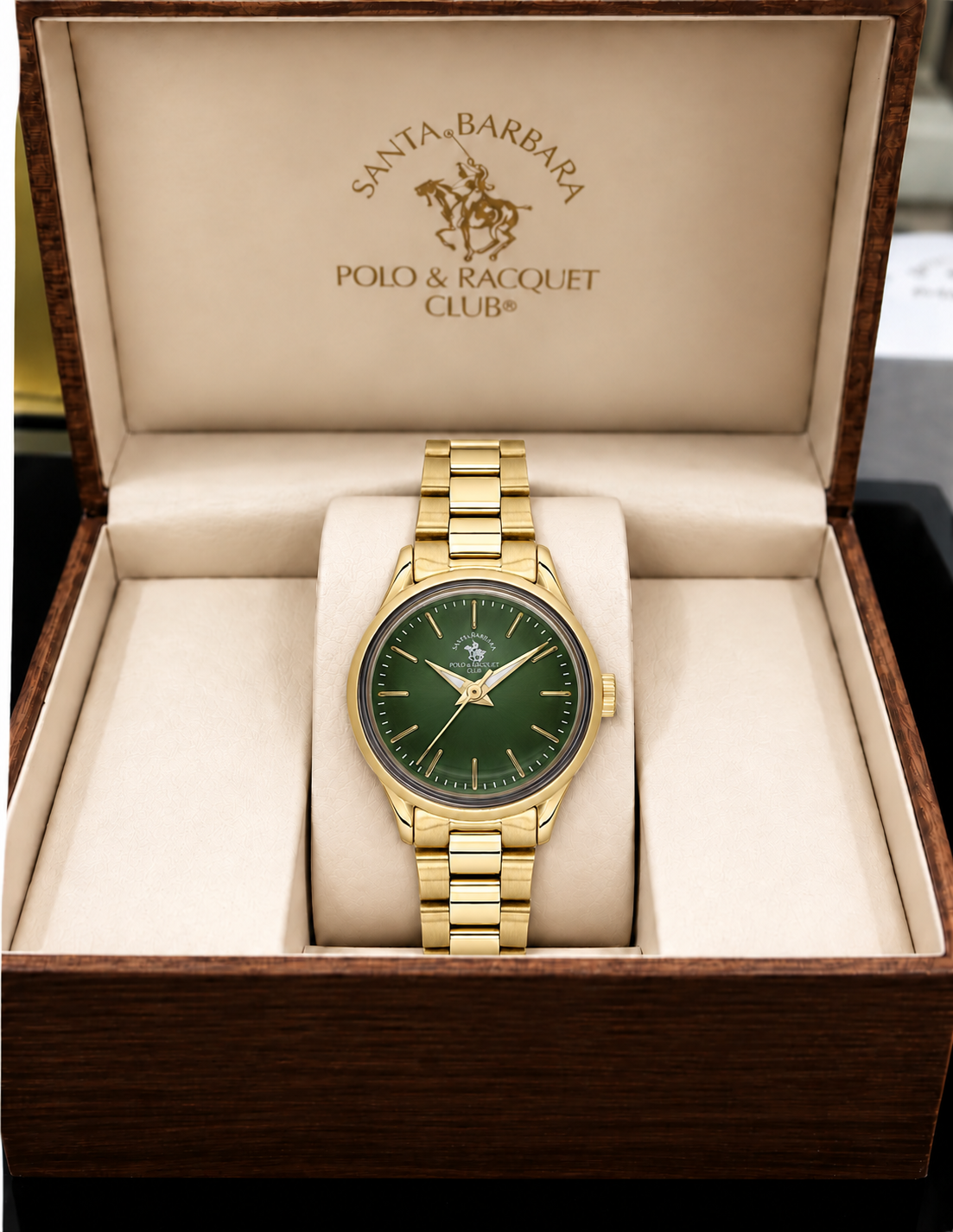 Ladies Fashion Watch – Green Gold Chain (SB.8.10012-3)