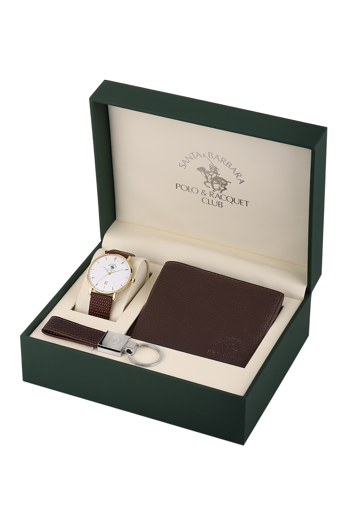 Santa Barbara Polo Wrist Watch for Men With a Gift Set with Key Chain & Wallet SB.8.10009-5