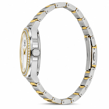 Unique Ladies Silver Two-Tone Stainless Steel Analog Watch 24×31mm | Stone Dial | SB.1.10686-4