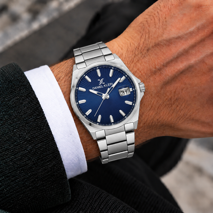 Daniel Klein Premium Gents Dark Blue Emboss Index Watch – DK.1.14341-3