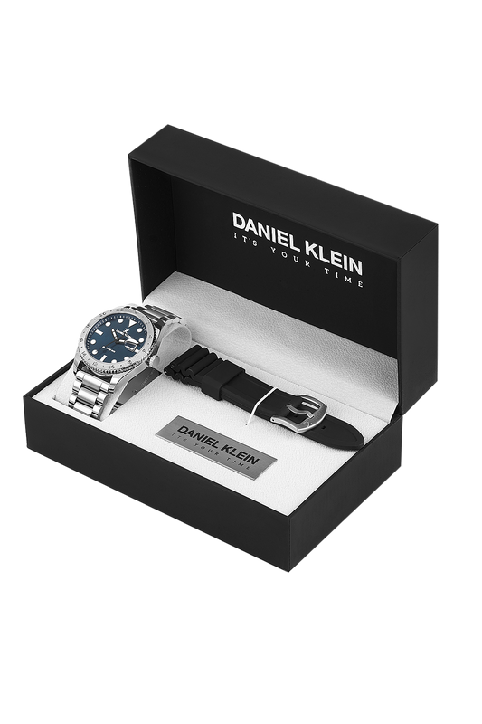 Daniel Klein Gift Set With Leather Belt  Wrist Watch for Men DK.1.13980-2