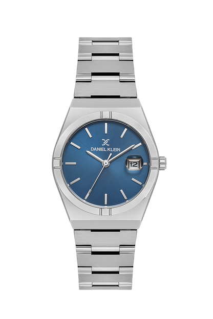 Daniel Klein Blue IP Silver Date Wrist Watch forWomen DK.1.14170-2