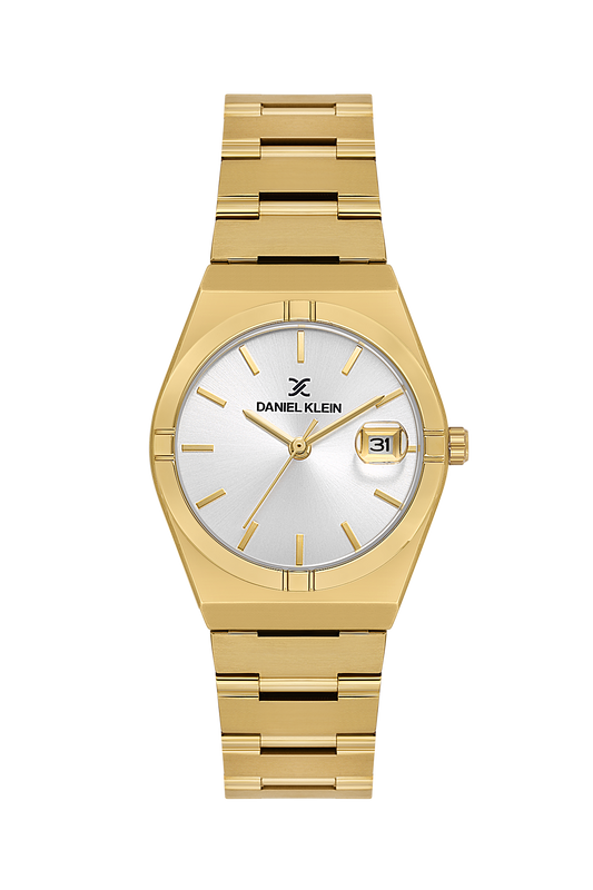 Daniel Klein Silver IP Gold Date Wrist Watch for Men DK.1.14170-3