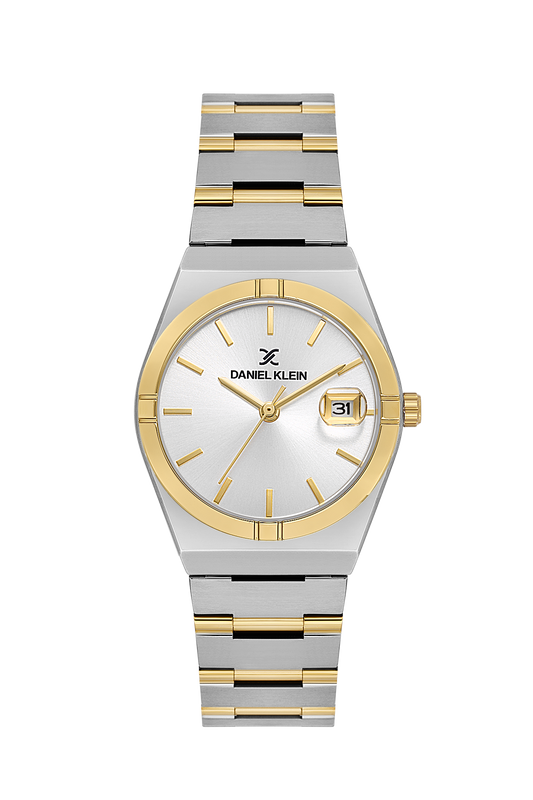 Daniel Klein Silver IP Silver/Gold Date Wrist Watch for Men DK.1.14170-4