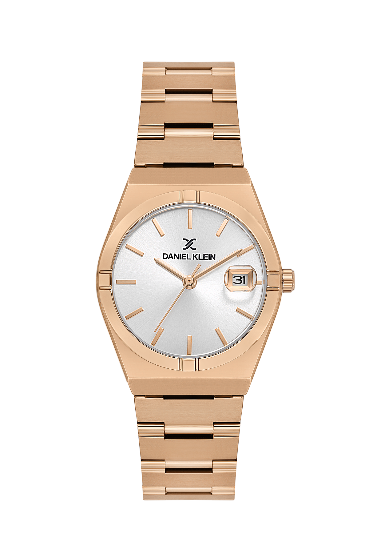Daniel Klein Silver Pink Rosegold Date Wrist Watch for Men DK.1.14170-6