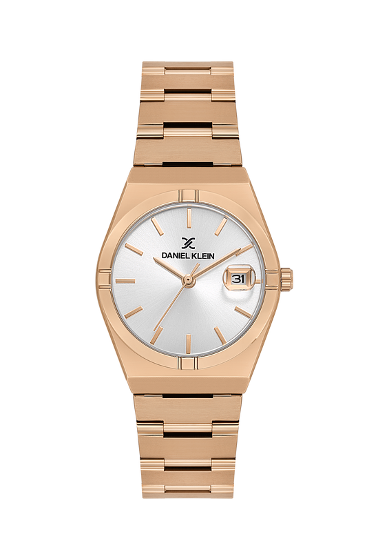 Daniel Klein Silver Pink Rosegold Date Wrist Watch for Men DK.1.14170-6