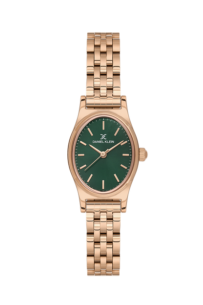 Daniel Klein Dark Green Pink Rosegold Wrist Watch for Women DK.1.14174-4