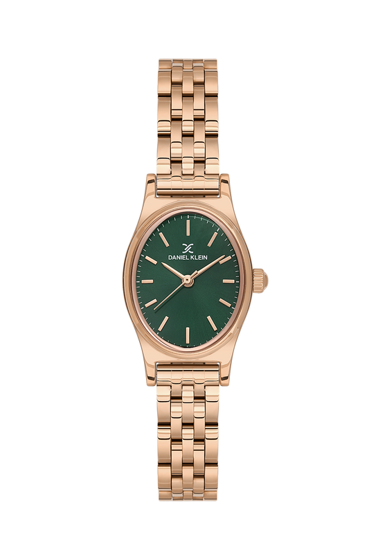 Daniel Klein Dark Green Pink Rosegold Wrist Watch for Women DK.1.14174-4