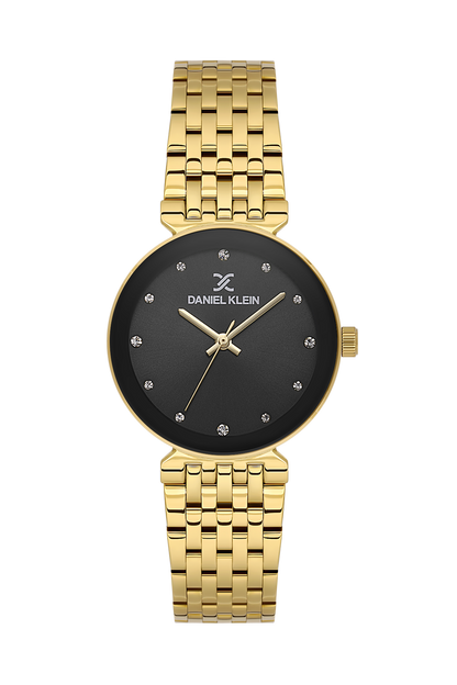 Daniel Klein Gun Black IP Gold Wrist Watch for Women DK.1.14175-3
