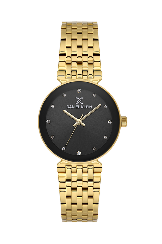 Daniel Klein Gun Black IP Gold Wrist Watch for Women DK.1.14175-3