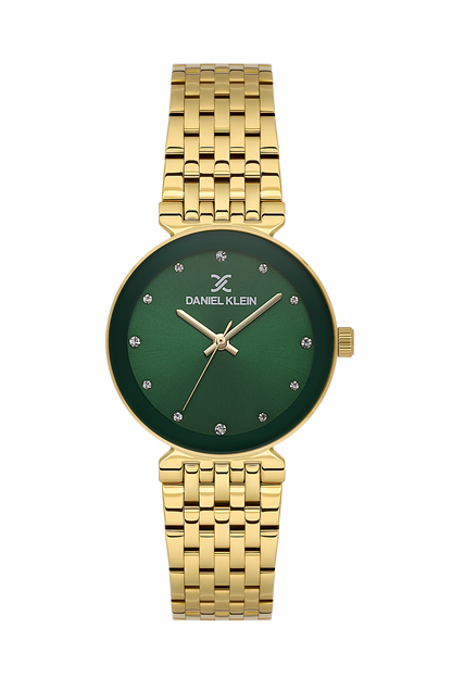 Daniel Klein Dark Green IP Gold Wrist Watch for Women DK.1.14175-4
