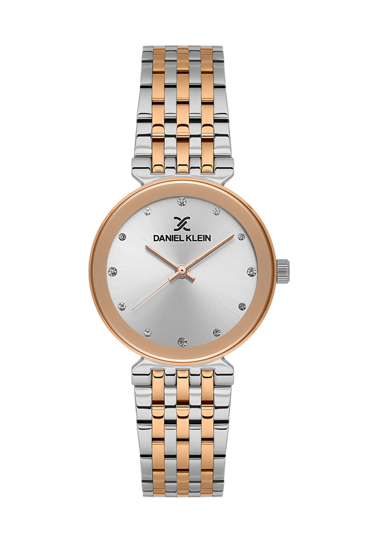 Daniel Klein Silver Pink Rosegold Wrist Watch for Women DK.1.14175-6