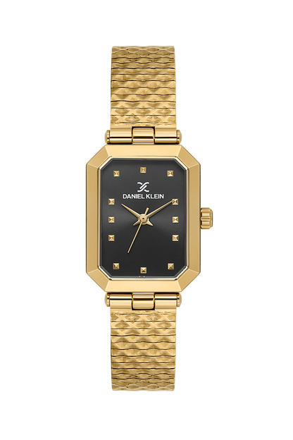 Daniel Klein Gun Black IP Gold Wrist Watch for Women DK.1.14178-4