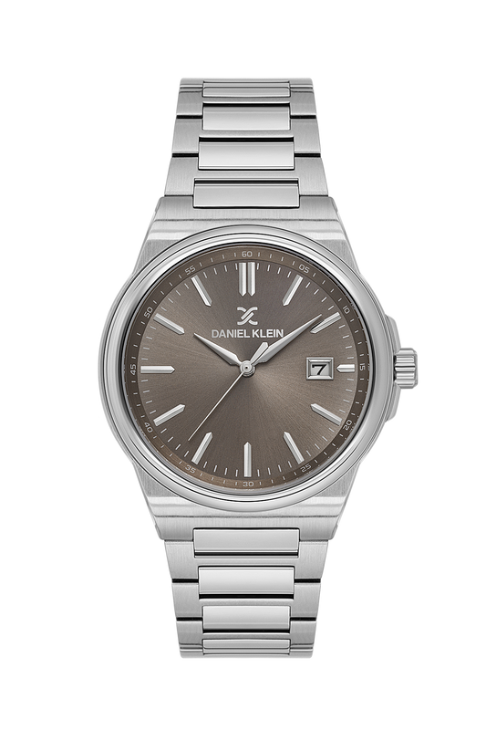 Daniel Klein Warm Gray IP Silver Date Wrist Watch for Men DK.1.14194-4