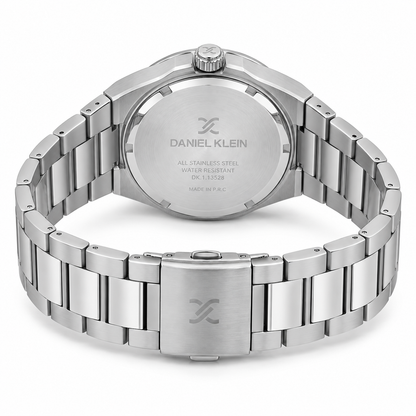Daniel Klein Warm Gray IP Silver Date Wrist Watch for Men DK.1.14194-4