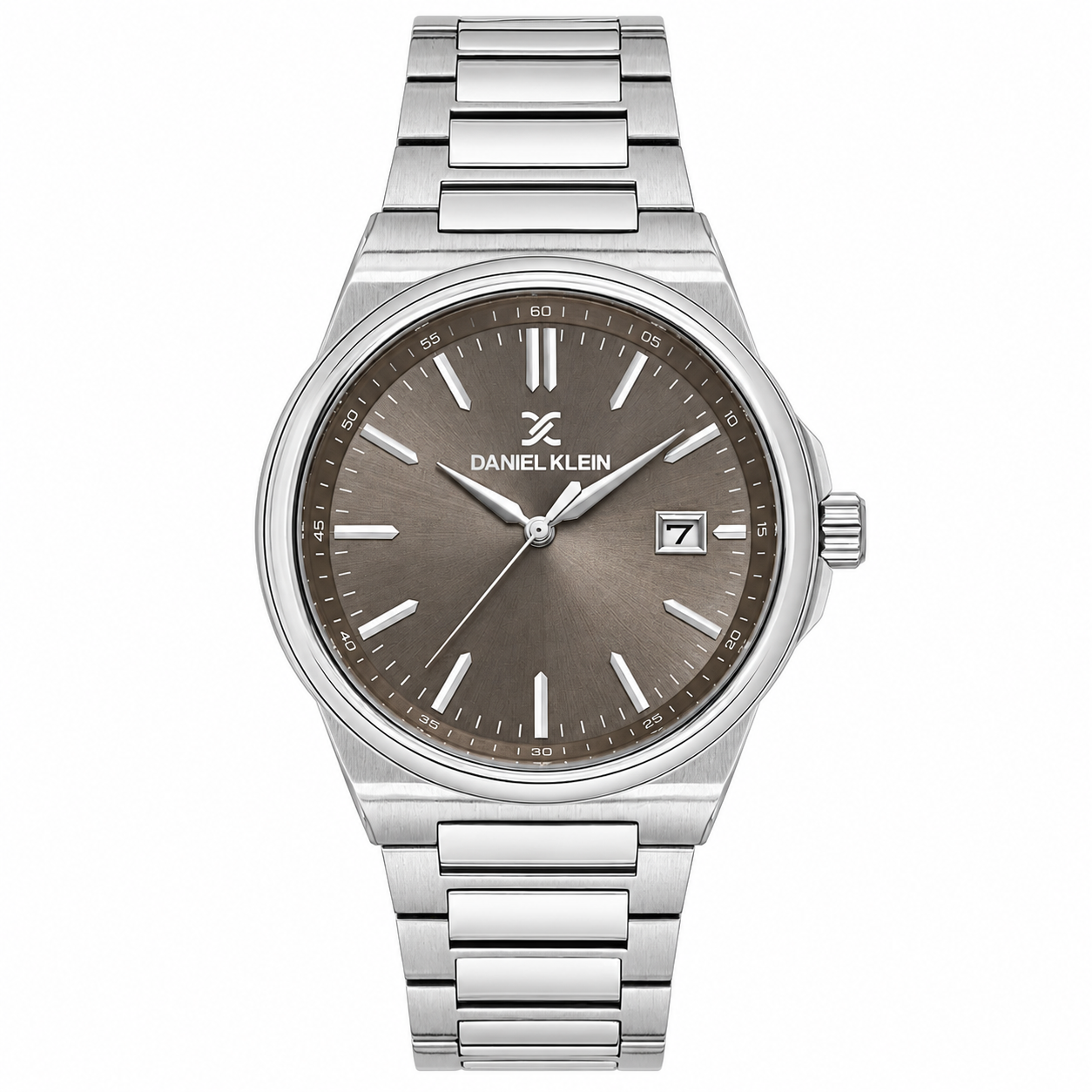 Daniel Klein Warm Gray IP Silver Date Wrist Watch for Men DK.1.14194-4