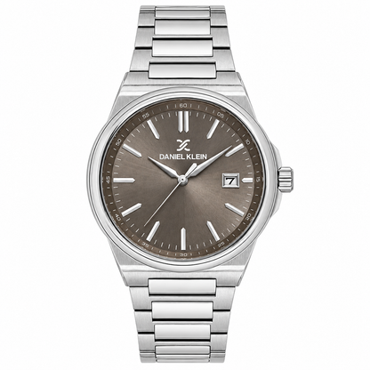 Daniel Klein Warm Gray IP Silver Date Wrist Watch for Men DK.1.14194-4