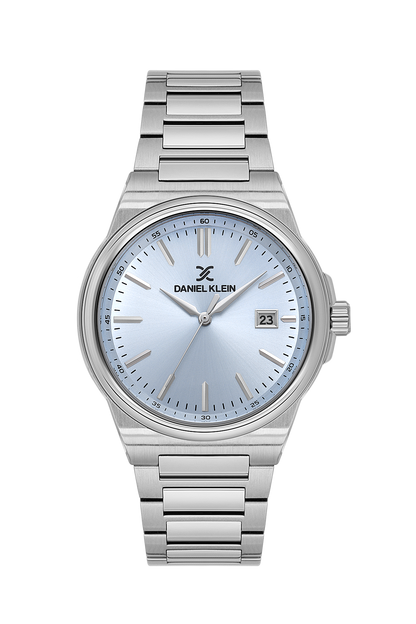 Daniel Klein Blue IP Silver Date Wrist Watch for Men DK.1.14194-6
