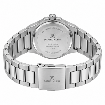 Daniel Klein Blue IP Silver Date Wrist Watch for Men DK.1.14194-6