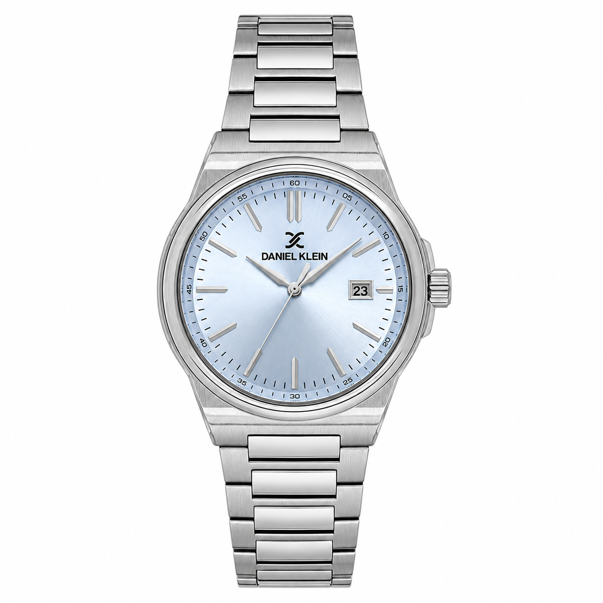 Daniel Klein Blue IP Silver Date Wrist Watch for Men DK.1.14194-6