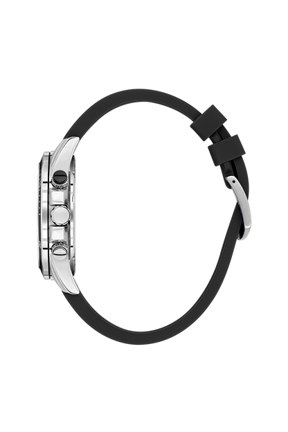 Daniel Klein Silver IP Silver Dual Time Silicone Watch for Men DK.1.14246-1