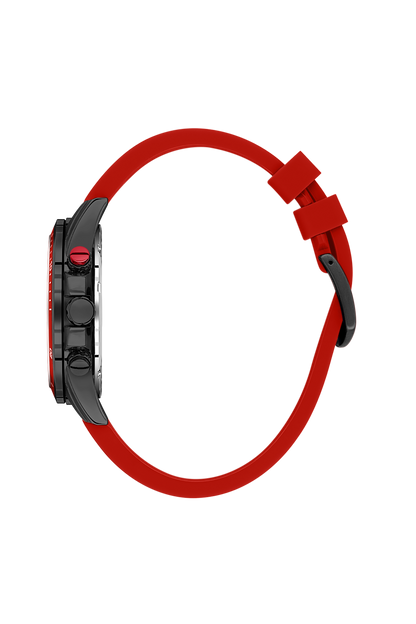 Daniel Klein Black IP Black Red Dual Time Silicone Watch for Men DK.1.14246-5