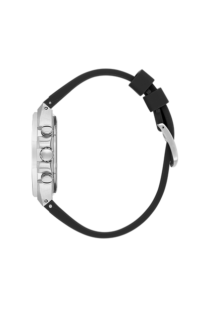 Daniel Klein Silver IP Silver Silicone Multifunction Watch for Men DK.1.14258-1