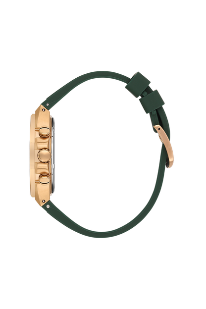Daniel Klein Dark Green Pink Rosegold Silicone Multifunction Watch for Men DK.1.14258-4