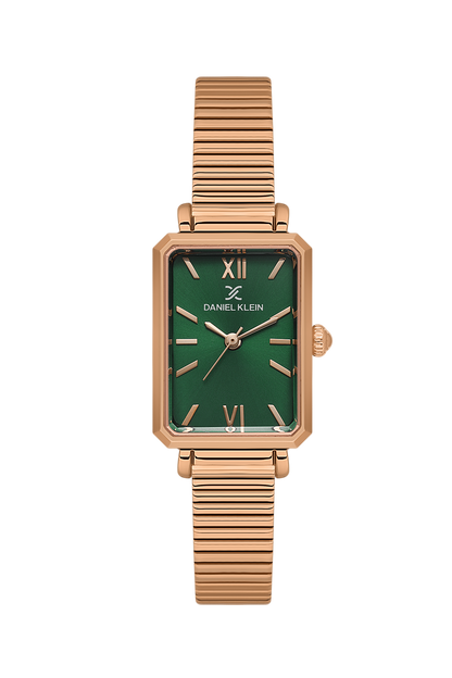 Daniel Klein Dark Green Pink Rosegold Wrist Watch for Women DK.1.14264-4