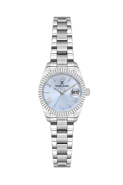 Daniel Klein Blue IP Silver Date Wrist Watch for Women DK.1.14276-3