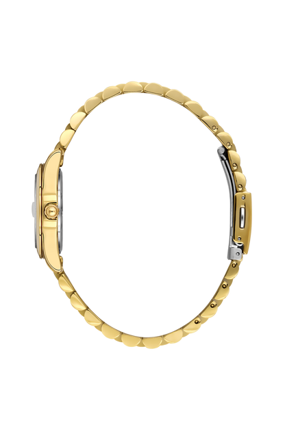 Daniel Klein Silver IP Gold Date Wrist Watch for Women DK.6.14183-2