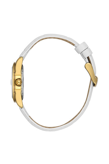 Daniel Klein Silver IP Gold Leather Date Watch for Women DK.6.14184-3