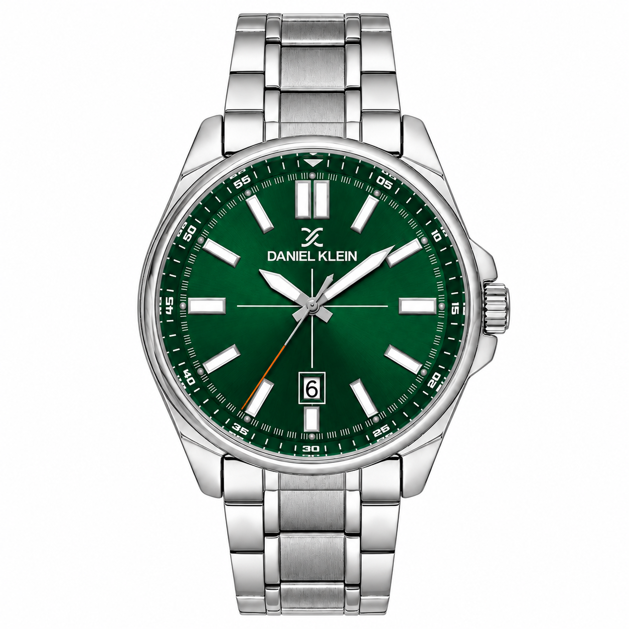 Daniel Klein Dark Green IP Silver Date Wrist Watch for Men DK.6.14202-4