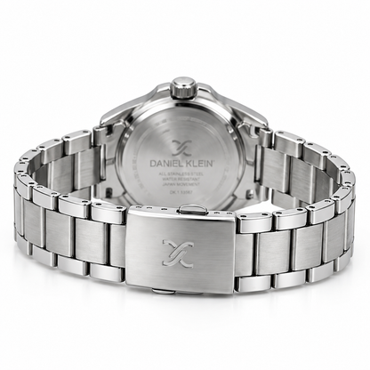 Daniel Klein Dark Green IP Silver Date Wrist Watch for Men DK.6.14202-4