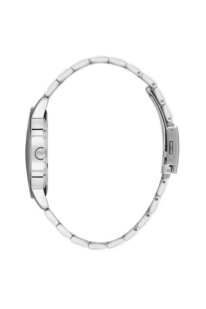 Daniel Klein Gun Black IP Silver Day Date Watch for Men DK.6.14203-2