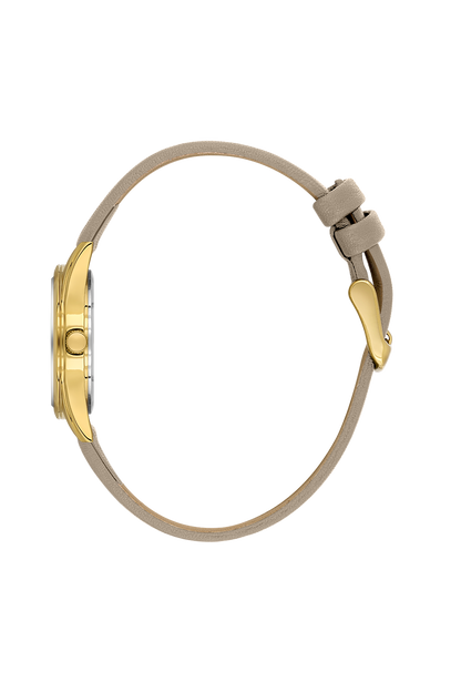 Daniel Klein Silver IP Gold Leather Wrist Watch for Women DK.6.14274-2