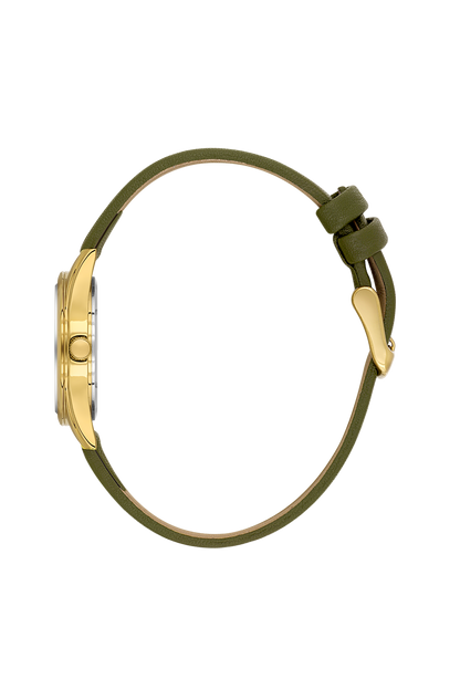 Daniel Klein Green IP Gold Leather Wrist Watch for Women DK.6.14274-3