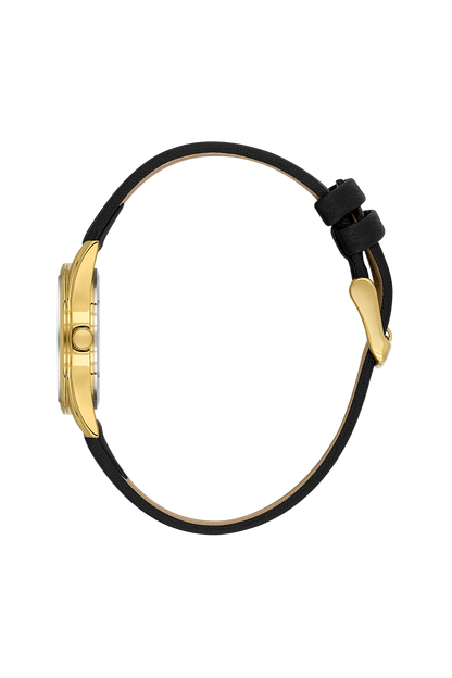Daniel Klein Silver IP Gold Leather Wrist Watch for Women DK.6.14274-4