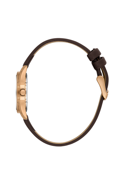 Daniel Klein Silver IP Rosegold Leather Wrist Watch for Women DK.6.14274-5