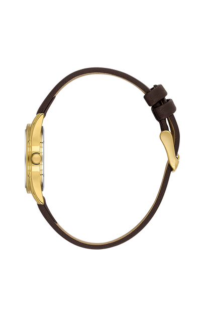 Daniel Klein Silver IP Gold Leather Wrist Watch for Women DK.6.14274-7