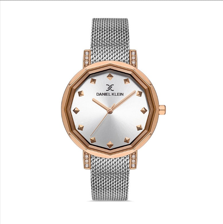Daniel Klein Premium Ladies Silver Sunray Real Index Watch – DK.1.14380-2