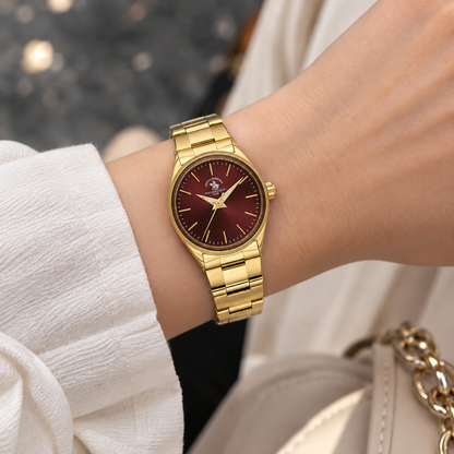 Ladies Fashion Watch – Burgundy Gold Chain (SB.8.10012-4)