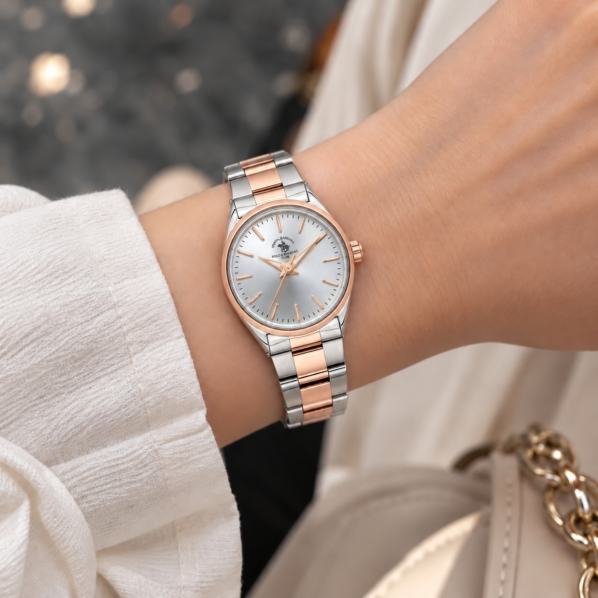 Ladies Fashion Watch – Silver Rosegold TT Chain (SB.8.10012-7)