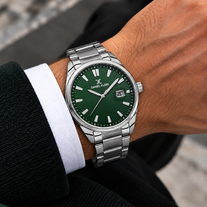 Daniel Klein Premium Gents Dark Green Emboss Index Watch – DK.1.14334-4