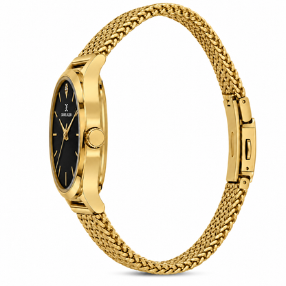 Daniel Klein Premium Ladies Gun Black Sunray Stone Index Mesh Watch – DK.1.14328-5