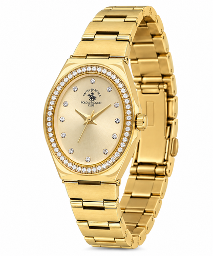 Unique Ladies Gold Gold-Tone Stainless Steel Analog Watch 24×31mm | Stone Dial | SB.1.10686-3