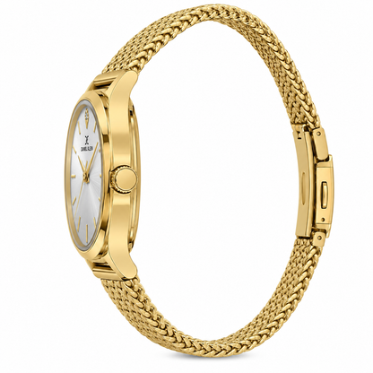 Daniel Klein Premium Ladies Silver Sunray Stone Index Mesh Watch – DK.1.14328-3